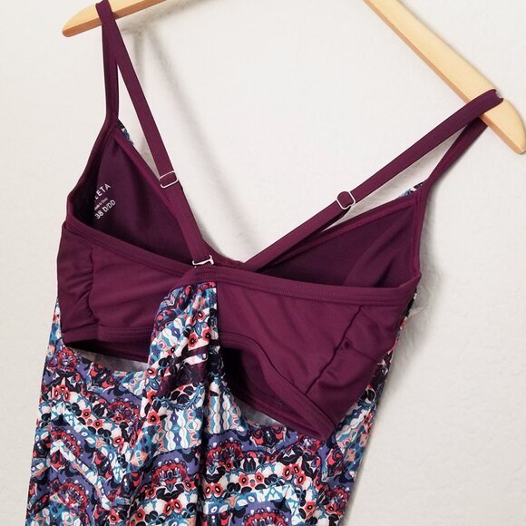 Athleta Marrakesh Side Scrunch Tankini Swim Top Mini Dress Wired 38 D/DD UPF 50+ - Picture 12 of 16